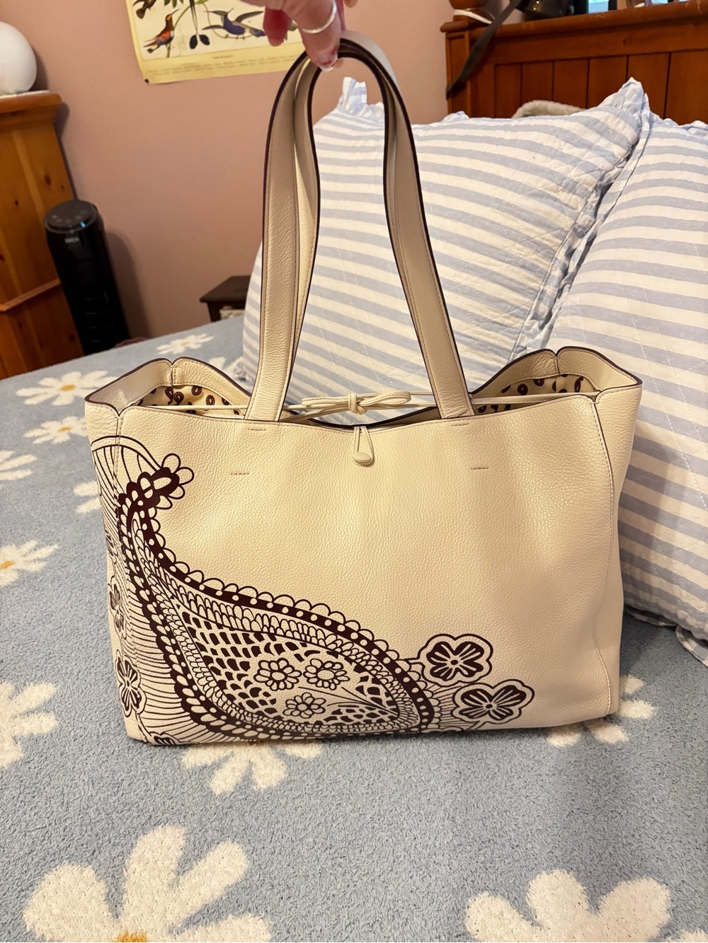 Vera Bradley leather Hathaway Tote in Eclectic Paisley Cottage Cream